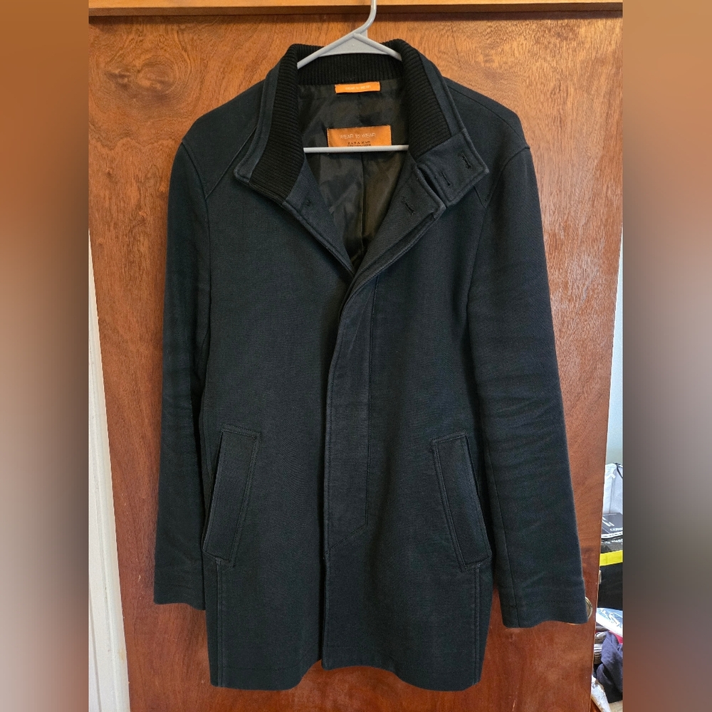 Zara Man Wear To Wear Blue Button-Up Coat Size M Medium Vintage